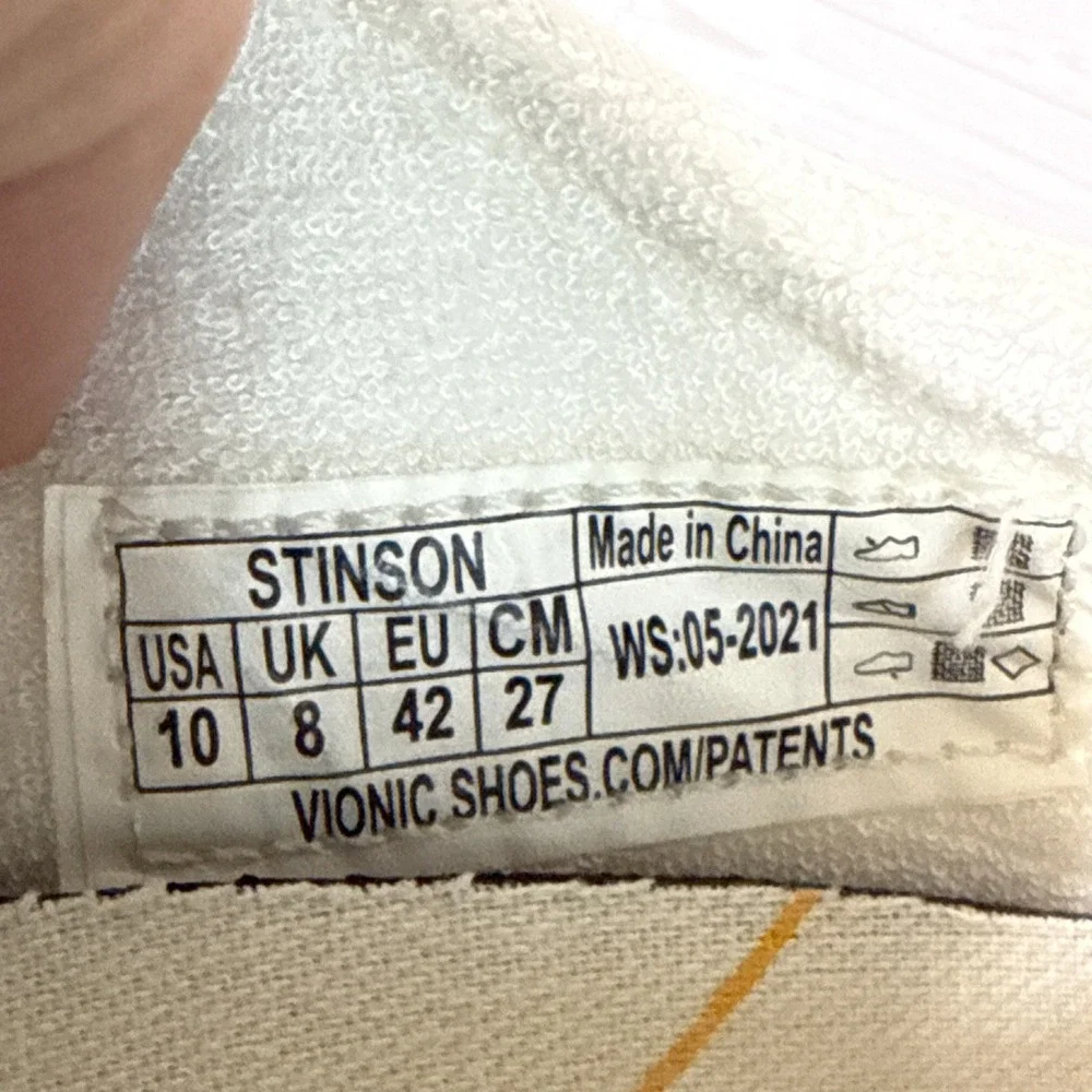 Vionic Beach Stinson Sneakers Sz 10 White Canvas Comfort Walking Lace Up Shoes